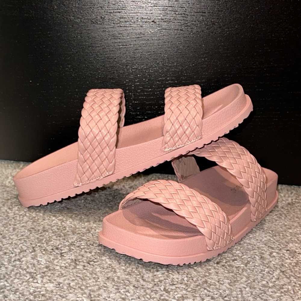 Pink Braided Two Strap Sandals